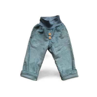 Handgefertigte Kinderhose aus weichem Stretch-Breitcord – deep ocean 