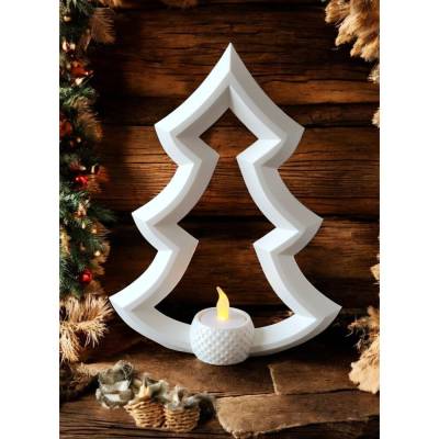 Moderner Christbaum Kerzenhalter – Skandinavische 3D-Deko für LED-Lichter | PLA Gold