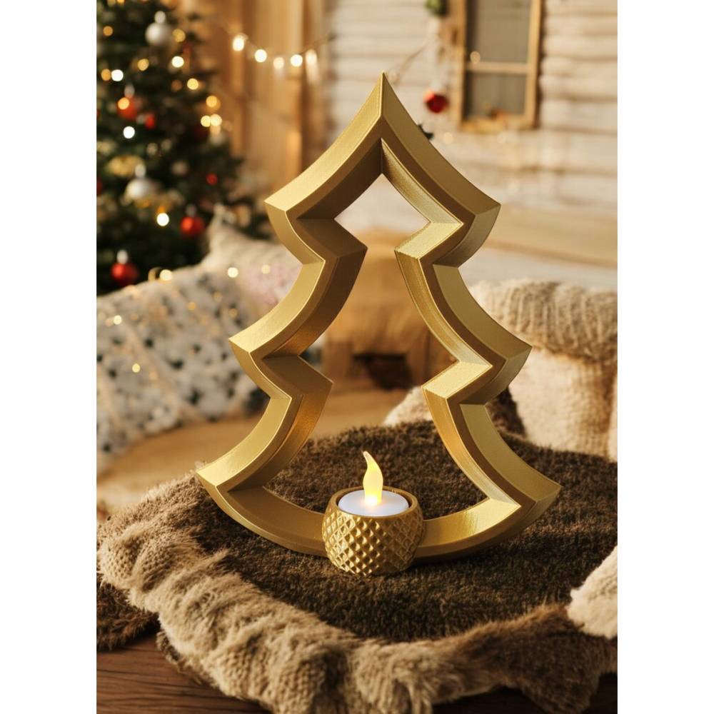 Moderner Christbaum Kerzenhalter – Skandinavische 3D-Deko für LED-Lichter