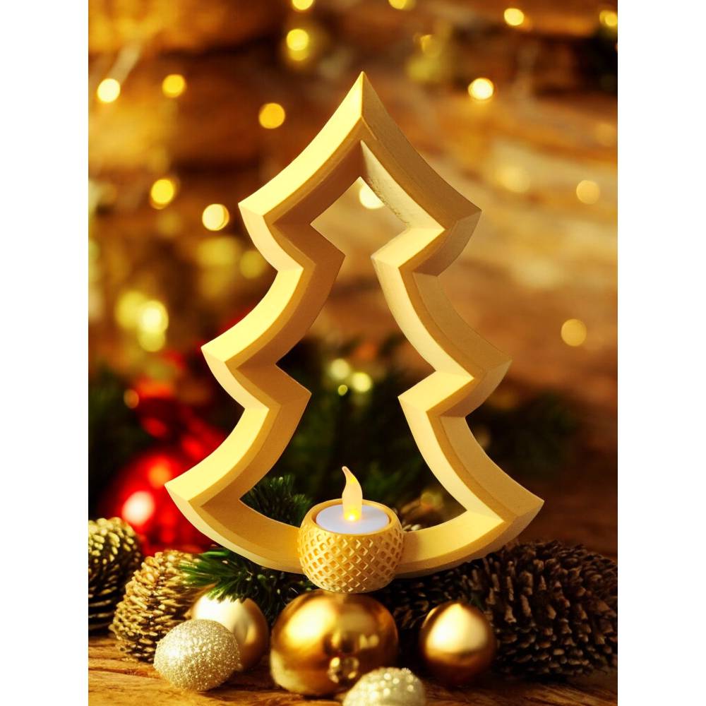 Moderner Christbaum Kerzenhalter – Skandinavische 3D-Deko für LED-Lichter