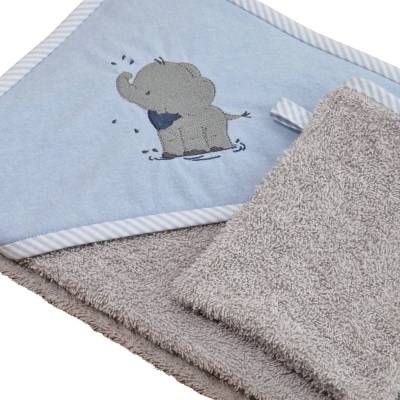 Kapuzenhandtuch für Baby, ca. 80 x 80 cm, personalisierbar, mit passendem Waschlappen – Geschenk zur Geburt