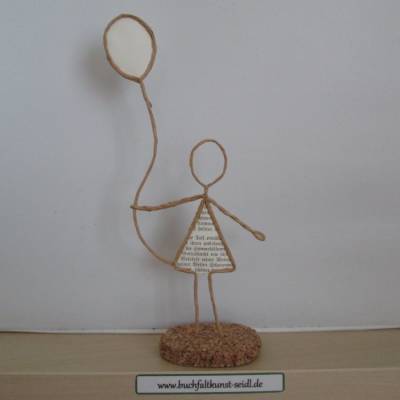 Drahtfigur mit Luftballon, als Geschenk z.B. zu Weihnachten / Geburtstag, oder als Deko im eigenen Zuhause, ca. 21cm