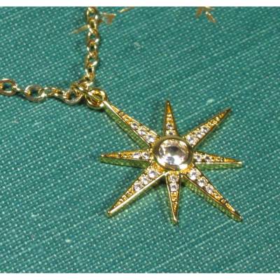 Vergoldete Halskette SISSI mit funkelndem Strassstern – handgefertigt aus vergoldetem Messing (2490)