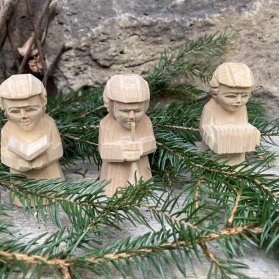 Handgeschnitzte Musikkapelle 3-tlg. Lindenholz Vintage – 80er 90er Jahre | Deko & Geschenk