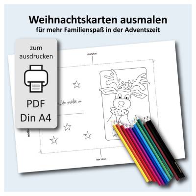 Weihnachtskarten zum Ausmalen – 6 Motive für kreativen Adventsspaß mit der Familie