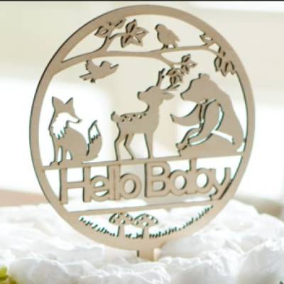 Cake Topper Windeltorte Waldfreunde aus Holz – Perfekt für Babyparty & Geburt