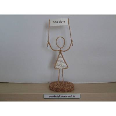 Drahtfigur mit Schild, personalisierbar mit Wunschtext, als Geschenk für Geburtstag, Weihnachten, etc., ca. 18 cm