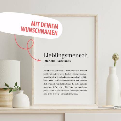 Lieblingsmensch Poster personalisiert – Kunstdruck mit Wunschname | Geschenk für Partner:in & beste Freund:in