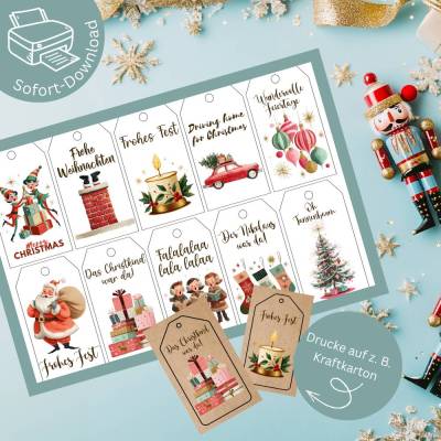 Old fashioned Xmas Geschenkanhänger zum Ausdrucken – Nostalgischer Weihnachtszauber