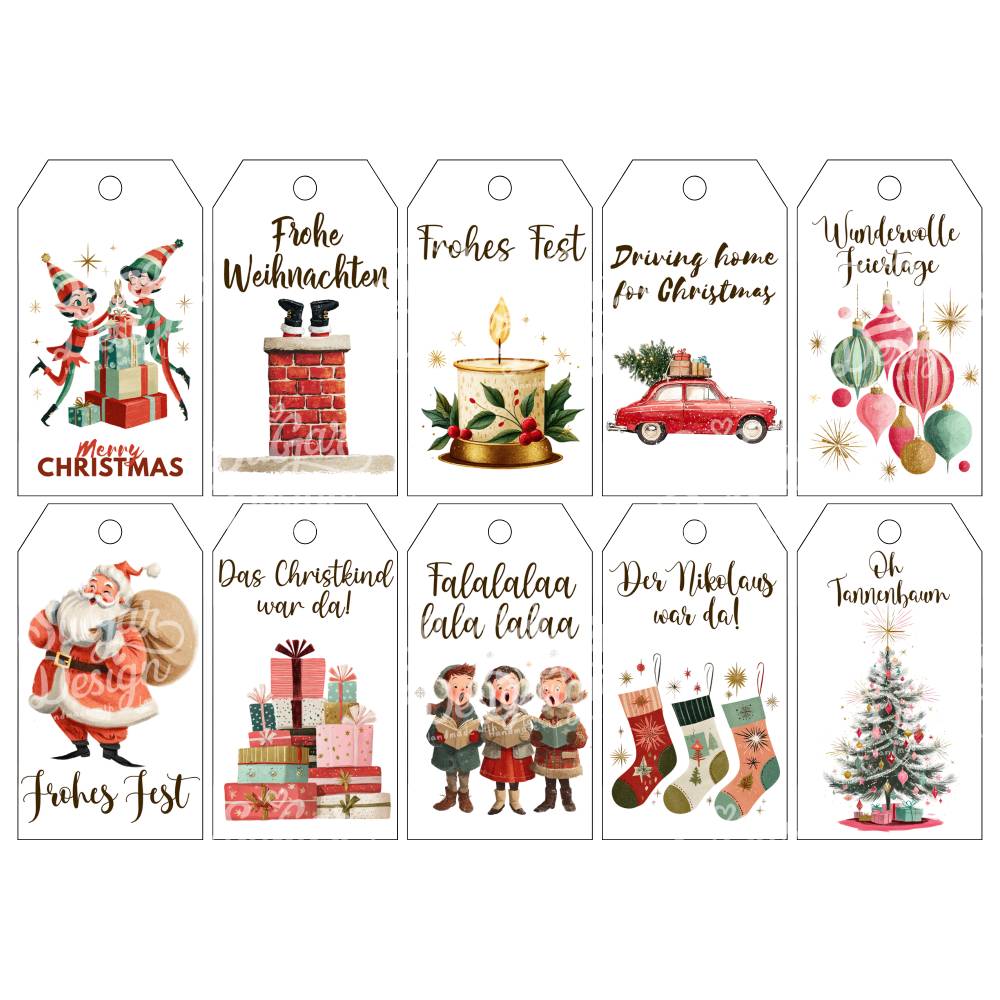 Old fashioned Xmas Geschenkanhänger zum Ausdrucken – Nostalgischer Weihnachtszauber Bild 2