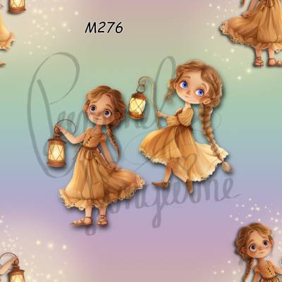 M276 PummelPinguine Exclusive Stoffe „Kinderstoff Laternenmädchen Mädchen mit Laterne & Sternen"