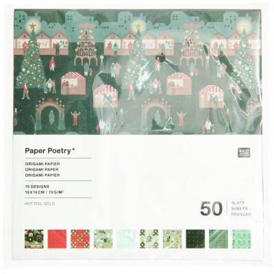 Origami Papier „Weihnachtsmarkt“ 50 Blatt 15 x 15 cm