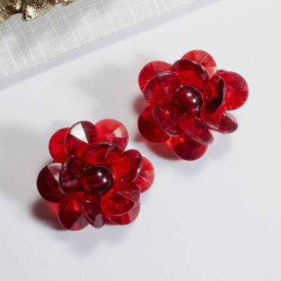 Vintage Ohrclips rot Kunststoffperlen 50er 60er 70er Rockabilly Glasoptik Ohrringe
