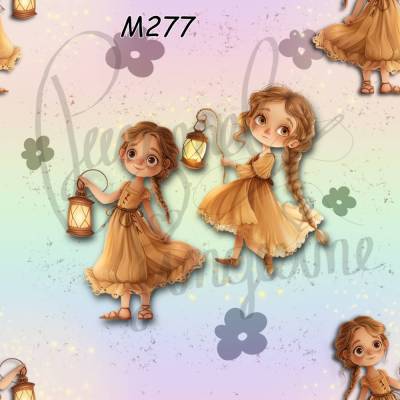 M277 PummelPinguine Exclusive Stoffe „Kinderstoff Laternenmädchen Mädchen mit Laterne & Blüten"