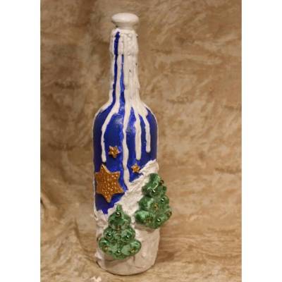 Dekoflasche WINTERLANDSCHAFT Upcycling bemalte Glasflasche Geschenk Winterdeko Wohndeko Weihnachtsdeko