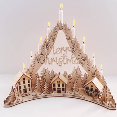 Schwibbogen "Weihnachtsdorf "aus Holz mit Kerzen | Weihnachtspyramide | Weihnachtsbogen | nachhaltige Weihnachtsdeko