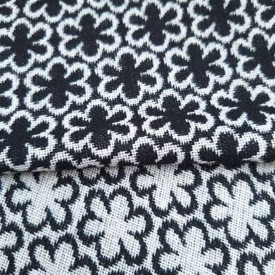 Wollstoff, Mantelstoff, Blumen, Tweed, Retro, Jaquard, Breite 1,50 m, Meterware, schwarz, weiß, 50% Wolle, 50% Polyester