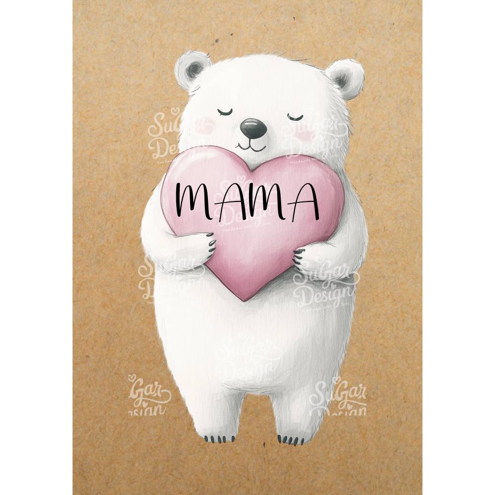 Mamabär Grußkarte – Digitale Karte zum Muttertag, Valentinstag & mehr | Download als PDF Bild 2