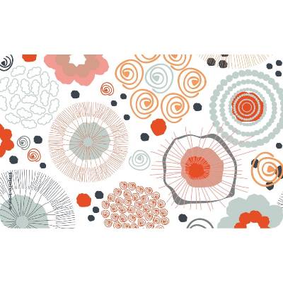 Frühstücksbrettchen Hippie Scandi Blumenmix, mit 60er Flower-Power Phantasieblumen