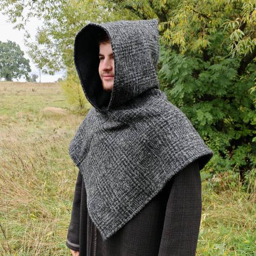 Gugel für Wikinger Wolle grau, Skjoldehamn Gugel für Frauen und Männer, Toraxacum,  G-EW-W-gr-ka