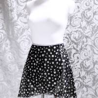 Wickelrock Chiffon Ballettrock mit Polkadots apricot schwarz – leichter, fließenderTanzrock, handgefertigt, Einzelstück