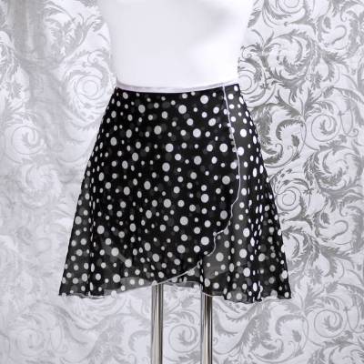 Wickelrock Chiffon Ballettrock mit Polkadots apricot schwarz – leichter, fließenderTanzrock, handgefertigt, Einzelstück