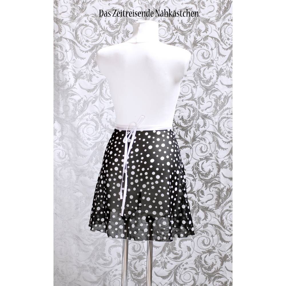 Wickelrock Chiffon Ballettrock mit Polkadots apricot schwarz – leichter, fließenderTanzrock, handgefertigt, Einzelstück Bild 2