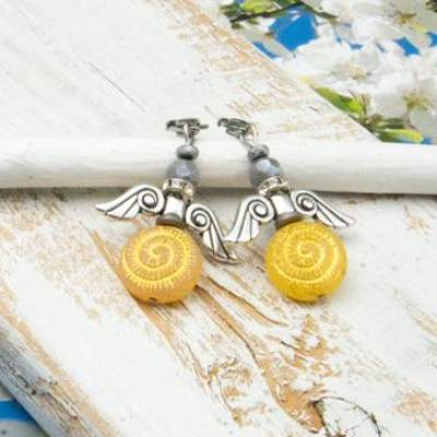 Schutzengel, Schlüsselanhänger, Taschenbaumler, Charm, Geschenkidee, Unisex, Mitbringsel, Gastgeschenk, gelb