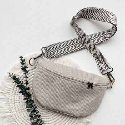 Bauchtasche aus Cord Beige, Gürteltasche, Hipbag, Crossbody Tasche