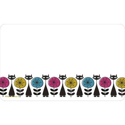 Frühstücksbrettchen Retro-Blumenkatzen, mit schwarzen Katzen und farbigen stilisierten Blumen