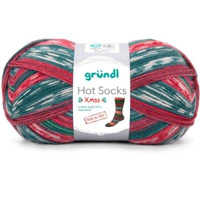 73,00 € / 1 kg Gründl ’Hot Socks Xmas’ Edition 1 selbstmusternde 6-fach Sockenwolle / Wolle 6-fädig Weihnachten X-mas