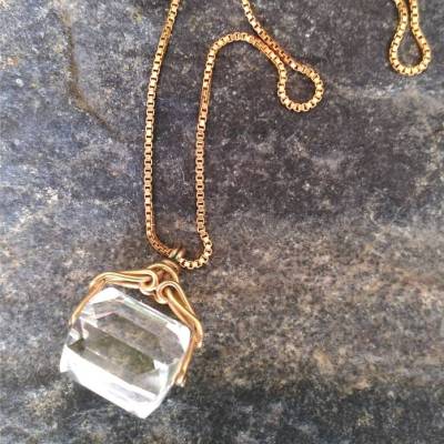 Berlocke Halskette Bergkristall Gold Double