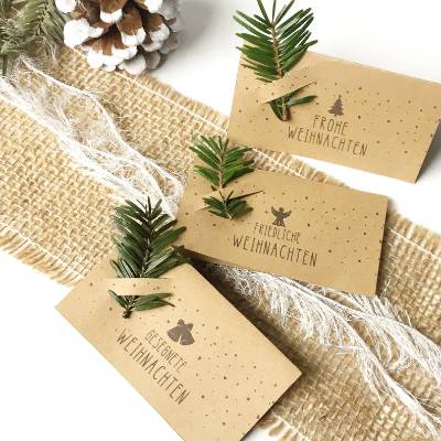 Druckvorlage Gastgeschenk Weihnachten, Tischkarten Weihnachtsgruß, Tischdeko Bastelvorlage, PDF Mitbringsel zum drucken