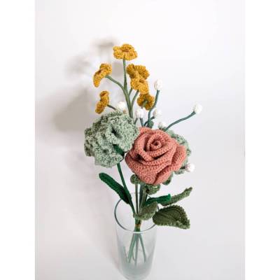 Blumenstrauß gehäkelt Rose | besonderes Geschenk Freunde | Hochzeitsstrauß mal anders