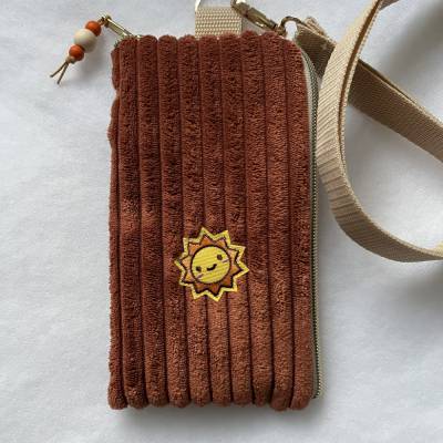 VERSANDFERTIG! Handytasche ROSTROT aus extra Breitcord – zimtblüte Crossbag im Streetstyle