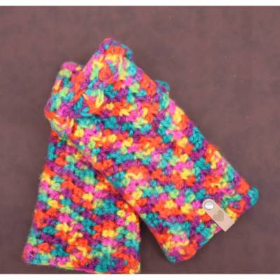 Pulswärmer gehäkelt Armstulpen Handstulpen fingerlose Handschuhe Armwärmer bunt
