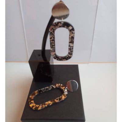 Trendiger Ohrschmuck silber und schwarz  – silberne Ohrringe für Damen