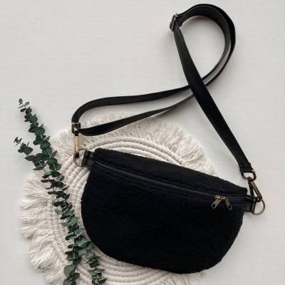 Teddy Bauchtasche Schwarz, Gürteltasche, Hipbag, Crossbodytasche