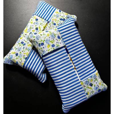 Handgenähte Taschentüchertaschen aus Stoff & Jeans – 2er-Set Unikate, nachhaltig & farbenfroh