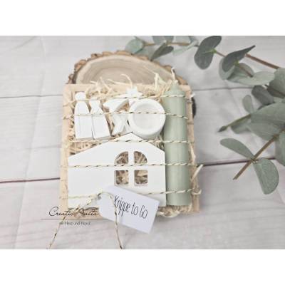 Weihnachtskrippe - Krippe to go - Mini auf Holzscheibe oder in Holzbox