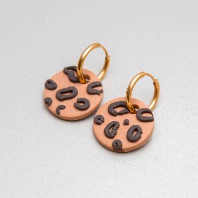 Ohrringe Creolen "Leo" - Haselnuss & Mokka