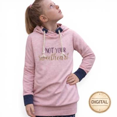 Schnittmuster Oversized Kinderkleid – Groessen 74 bis 146 – Hoodie, Rundhals oder One Shoulder – Einfaches Naehprojekt –