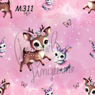 M311 PummelPinguine Exclusive Stoffe „Kinderstoff Reh & Hase im Tütü"