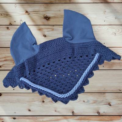 Fliegenmütze marine mit hellblauer Glanzkordel und Zackenrand