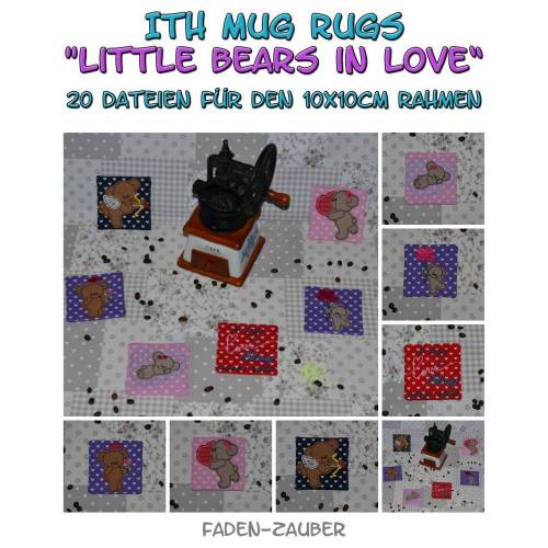 Mug Rugs Little bears in love für 10x10cm Rahmen