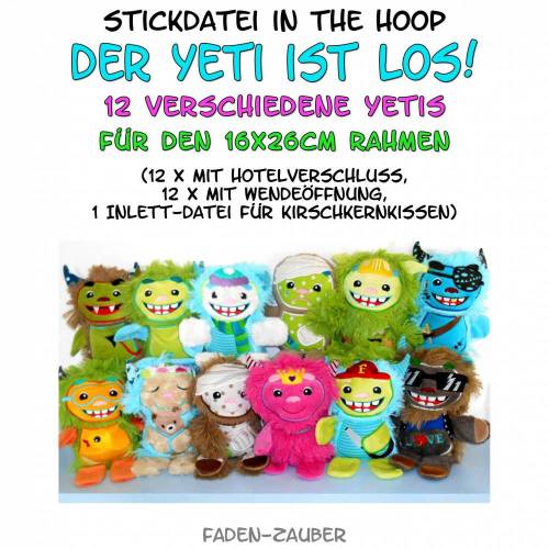 Yetis in the hoop Größe L 16x26cm
