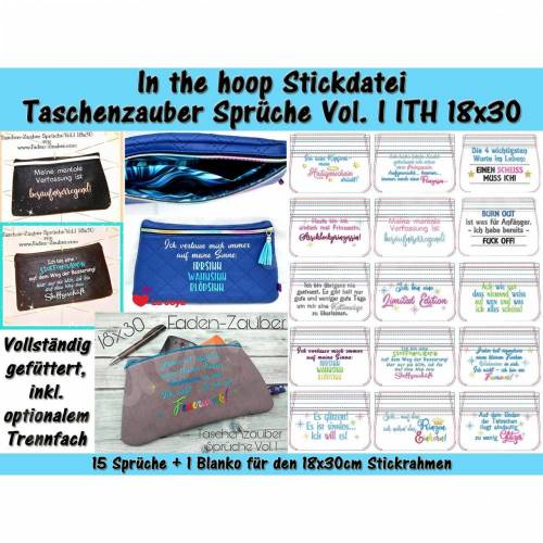 Taschenzauber Sprüche Vol. I - ITH für den 18x30cm Rahmen