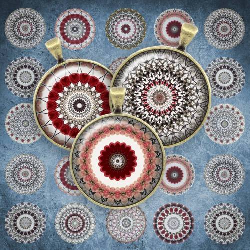 093 - Cabochon Vorlagen, 25mm 18mm 14mm 12mm, rund, Cabochon Motive, Bottle Cap images Mandala Mosaik Kaleidoskop