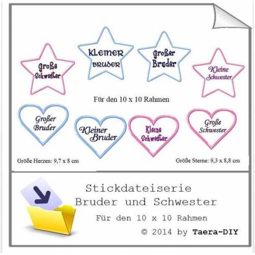 Stickdateiserie Bruder und Schwester