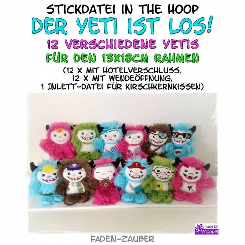 Yetis in the hoop Größe M 13x18cm